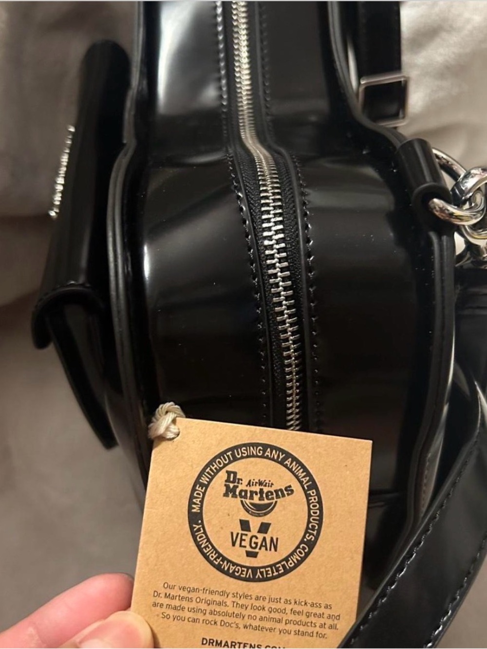 Dr. Martens NWT Vegan Bow Bag Black Goth Punk Y2K Backpack Crossbody Grunge - Picture 9 of 16